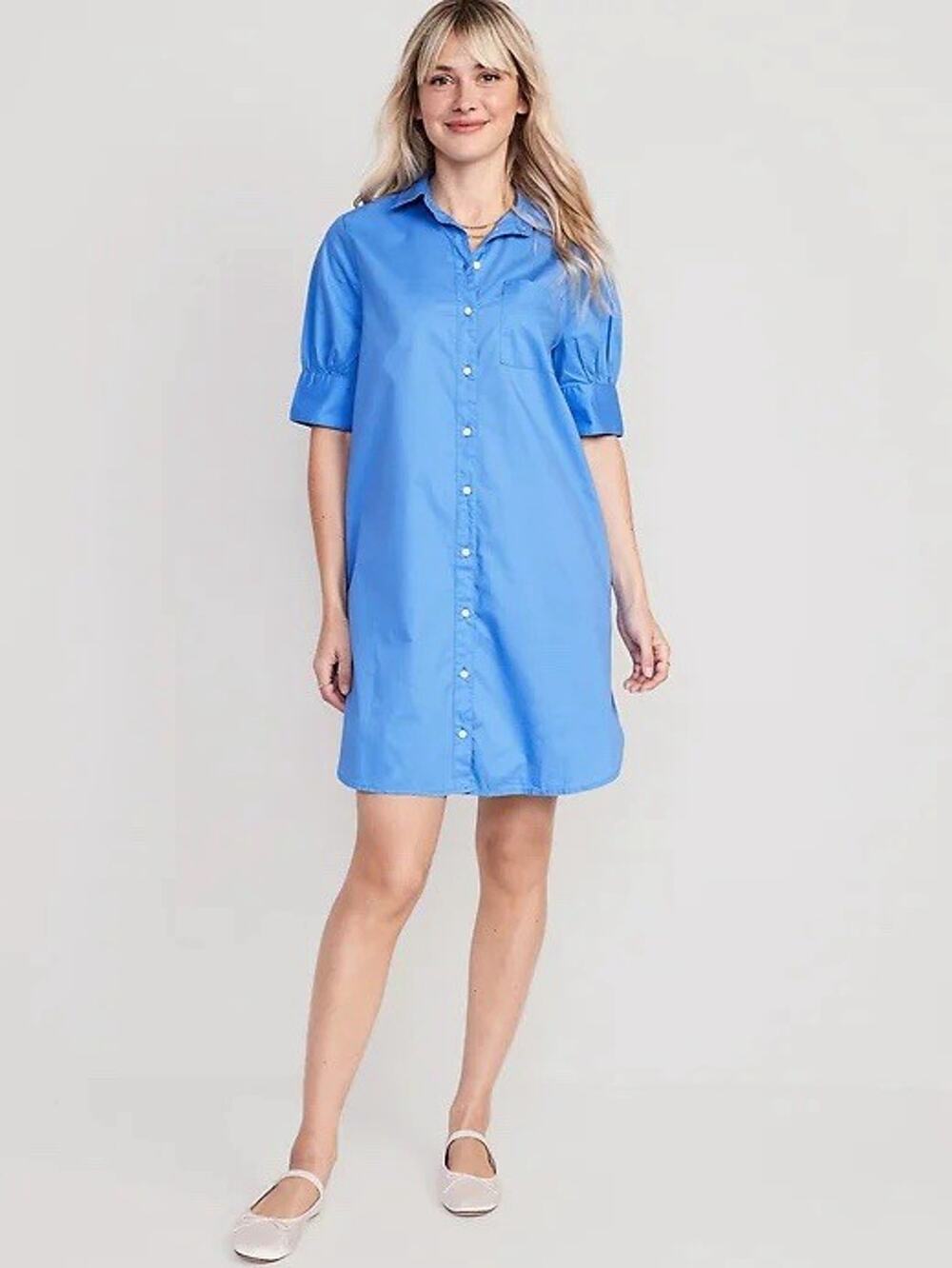 Old Navy Shirt Dress Womens Medium Preppy Oversized Blue Nautical Old Money NWT
